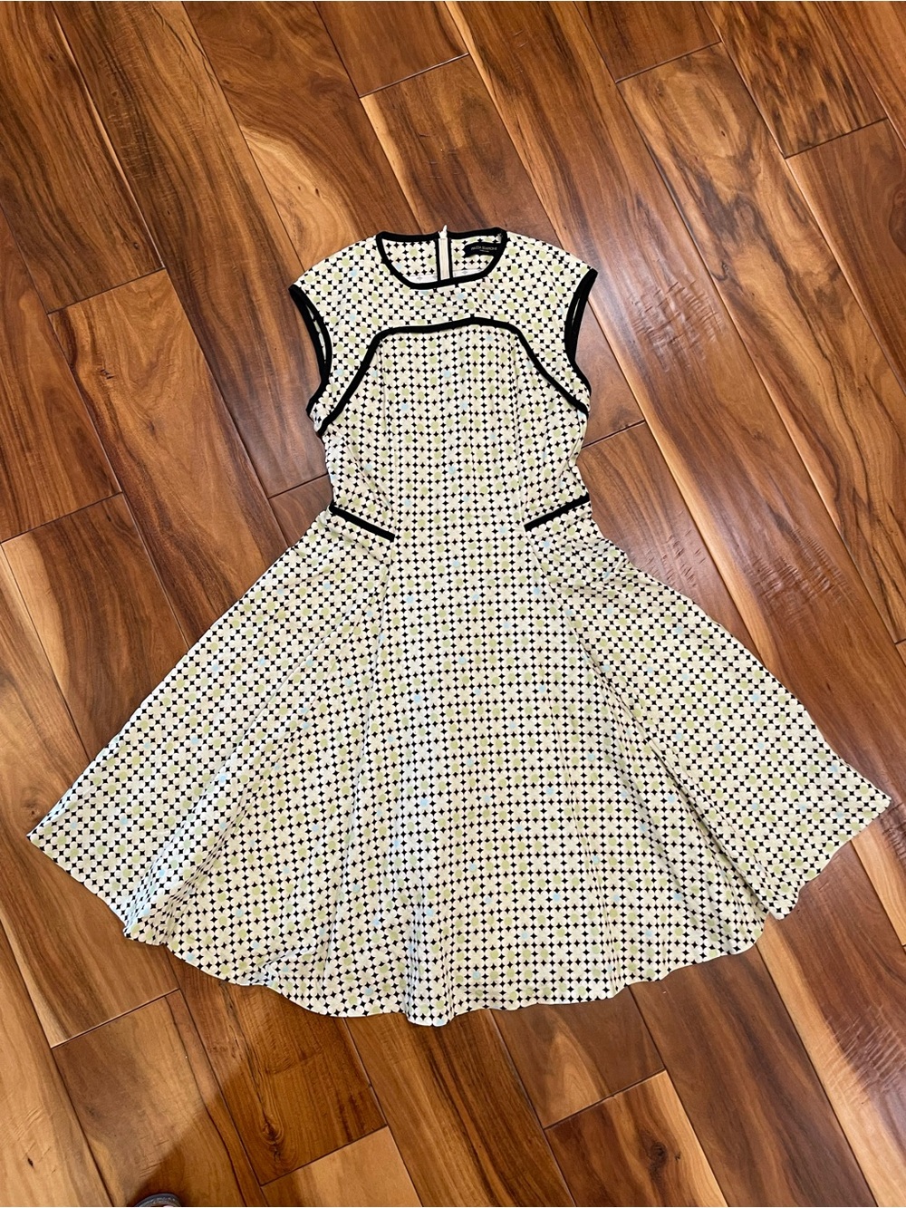 Piazza Sempione geometric print sleeveless A line dress retro 50’s pinup size 8